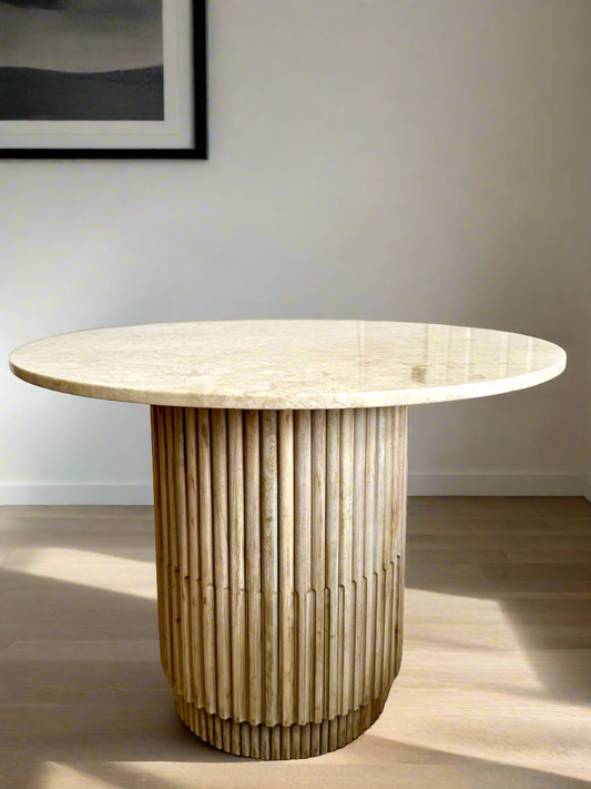 Cream Marble Fluted Dining Table