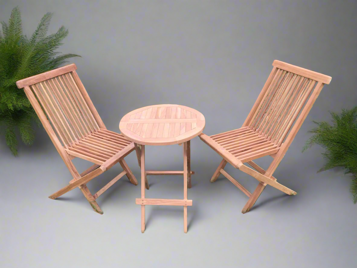 Garden Set of two folding chairs and table